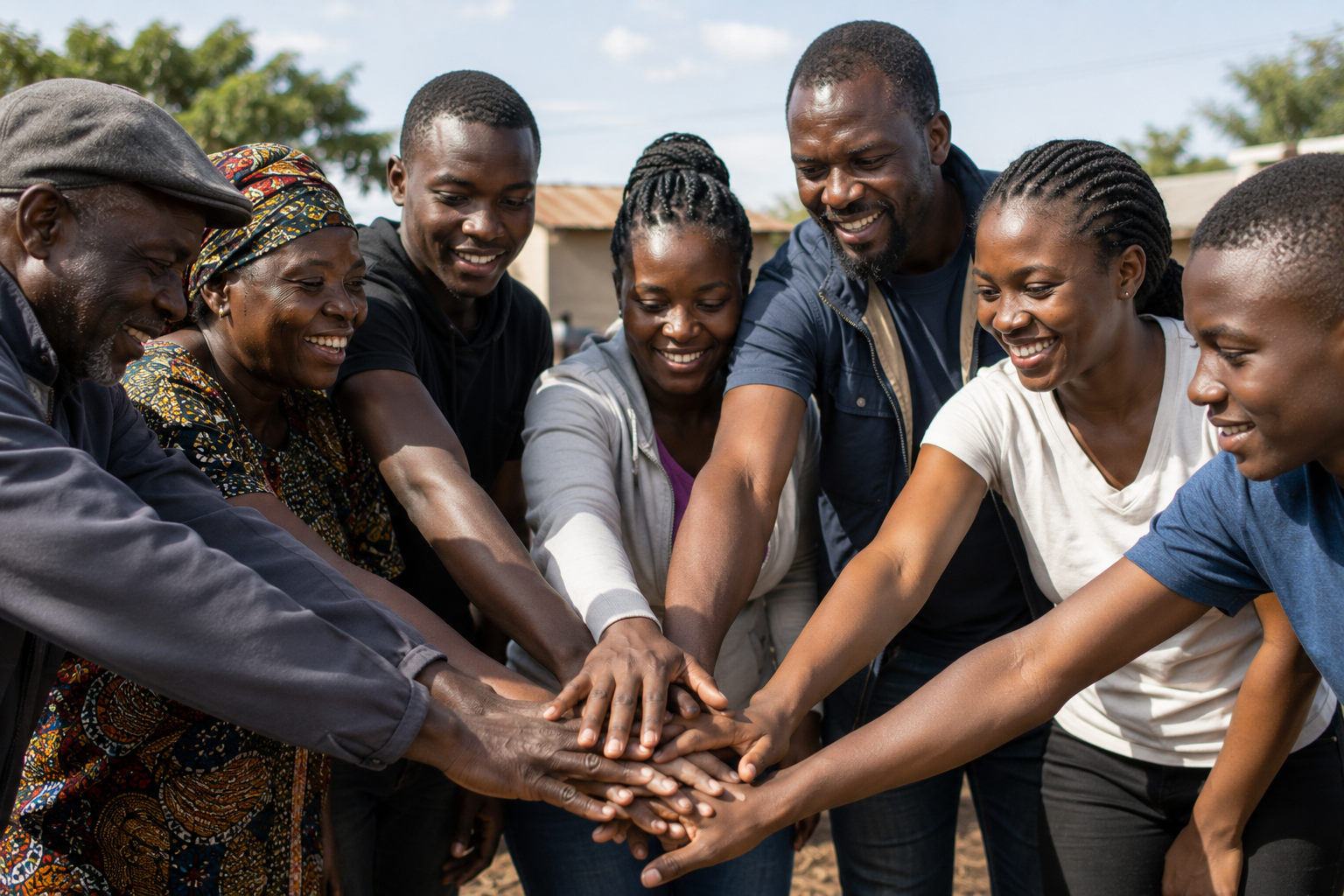 Community teamwork hands together